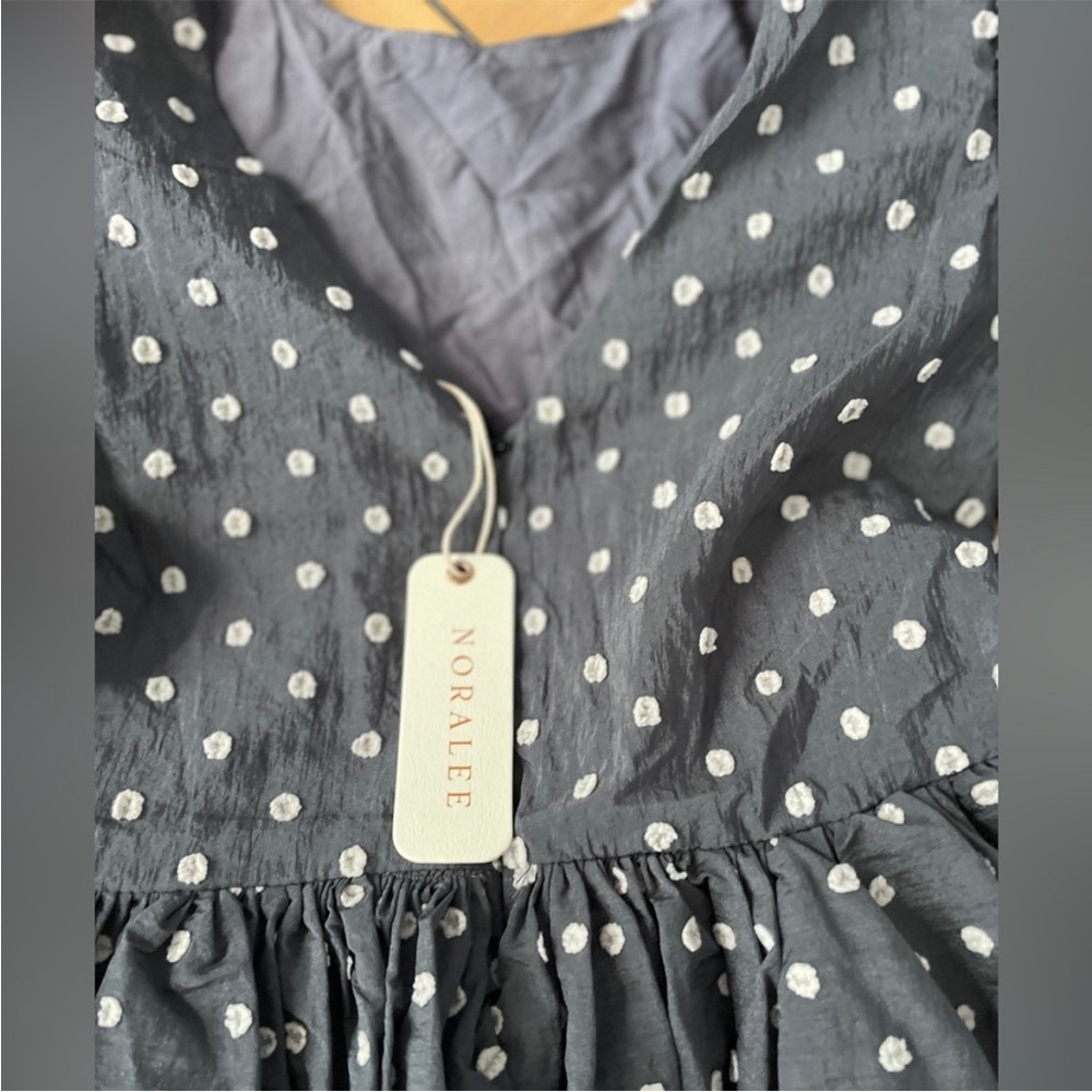 Elegant Charcoal Polka Dot Kids Dress NORALEE SOFIA DRESS - MIDNIGHT Size 10Y - Picture 7 of 16